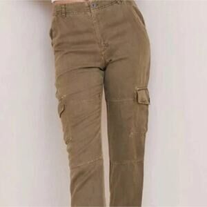 Bella Dahl Rolled Cargo Pocket Pant sz 32 NWT Linen blend Gorpcore